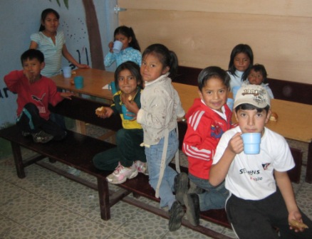 kids in the church in the slum on the hill above Quito