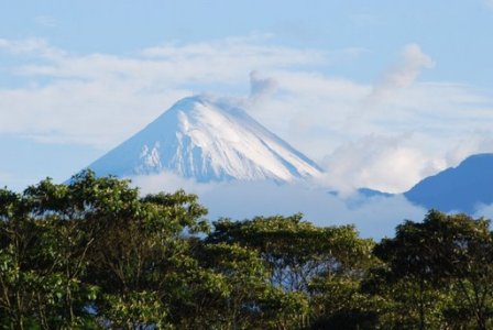 visible only on one afternoon, the volcano puffed out a bit of smoke as we watched
