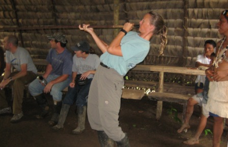 when the Waorani shoot, they stand up straight - now that's core body strength!