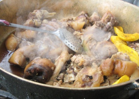 pig snout and plantain platter