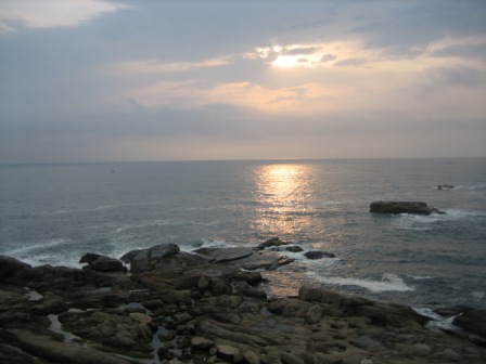Sunrise from our balcony in Sokcho - to the music of the Daewoo (construction vehicles)