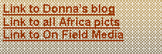 Text Box: Link to Donnas blog  Link to all Africa pictsLink to On Field Media