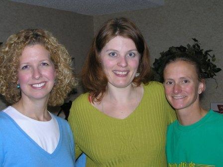 The first Donna D, Lee Ann and the soon-to-be Donna D (the one with the leaves for hair) - the Duke alums
