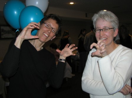 Donna's cousin Jen and her Alaskan friend Karen imitating their local wildlife