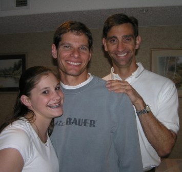 Stephanie hamming it up with her dad Jim, the best man, and the groom