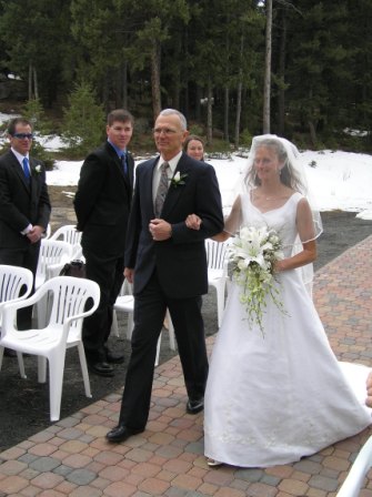 Donna & Dad sprint down the isle at Donna's usual 10K race pace
