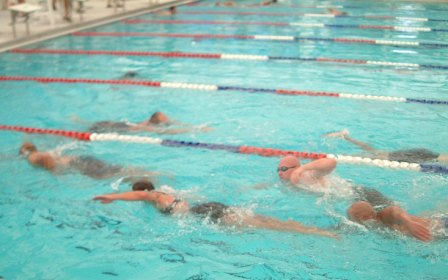 passing yet another person in the pool - I love the swim!